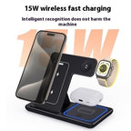 3 in 1 LED Fast Wireless Charger Stand Foldable Charging Station for Smartphone