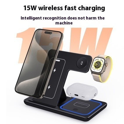3 in 1 LED Fast Wireless Charger Stand Faltbare Ladestation für Smartphone