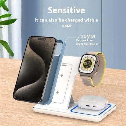 3 in 1 LED Fast Wireless Charger Stand Faltbare Ladestation für Smartphone
