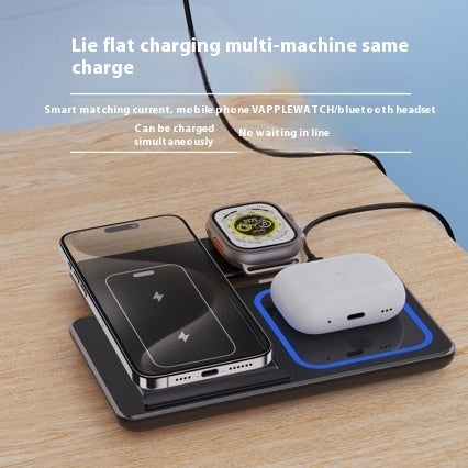 3 in 1 LED Fast Wireless Charger Stand Faltbare Ladestation für Smartphone